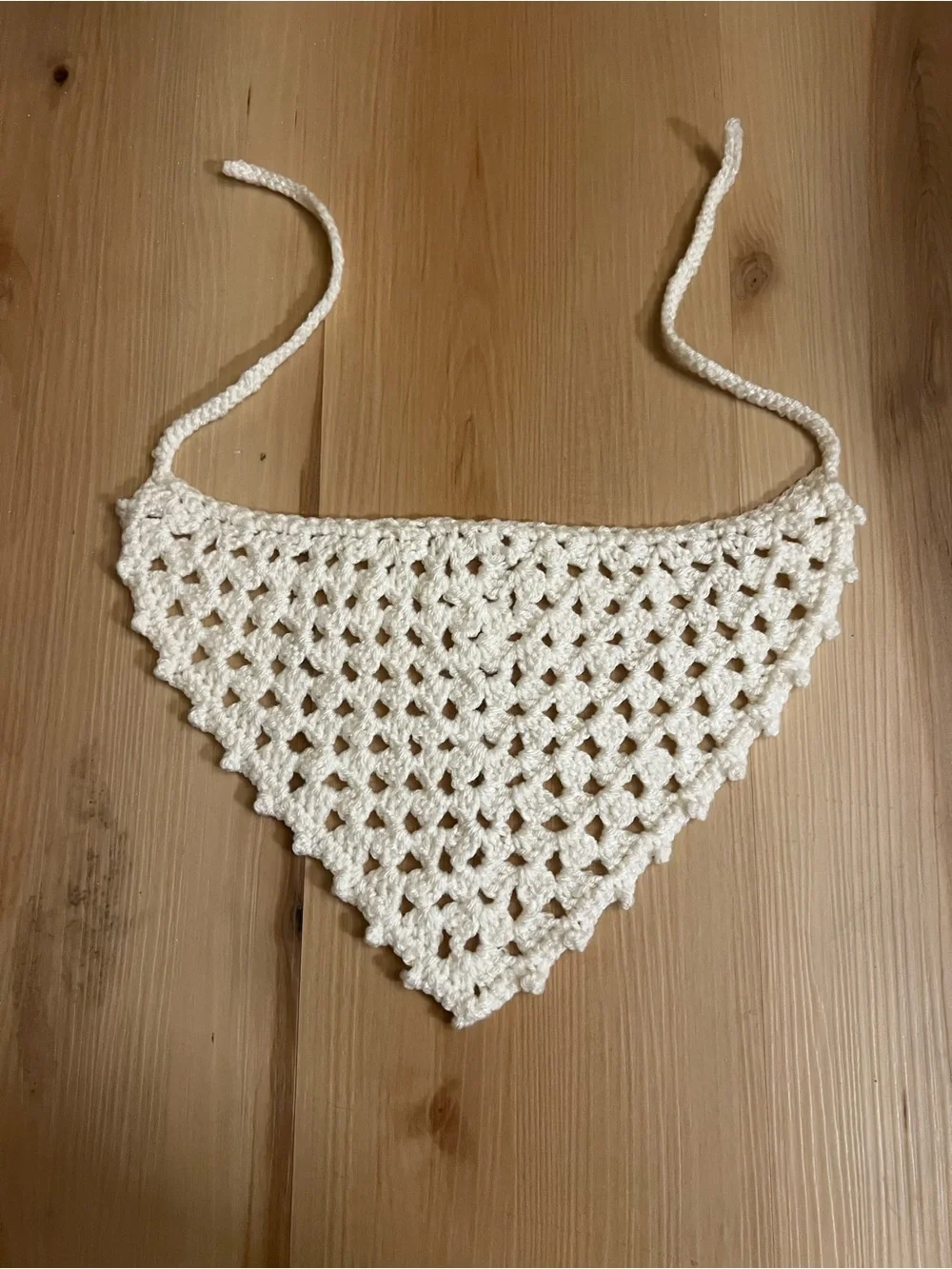 Handmade Crochet Triangle Bonnet - White